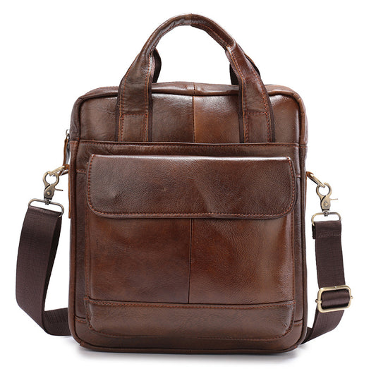 Brown Men's Genuine Leather Shoulder Bag - Vintage Business Briefcase V888-ELOSUNG12653
