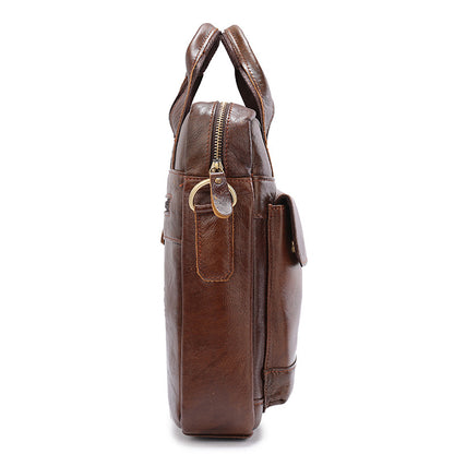 Brown Men's Genuine Leather Shoulder Bag - Vintage Business Briefcase V888-ELOSUNG12653