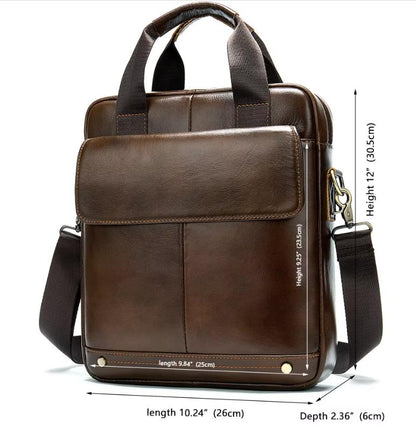 Brown Men's Genuine Leather Shoulder Bag - Vintage Business Briefcase V888-ELOSUNG12653
