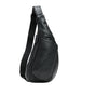 Black Men's Leather Sling Backpack - Casual Crossbody Chest Bag V888-ELOSUNG12655