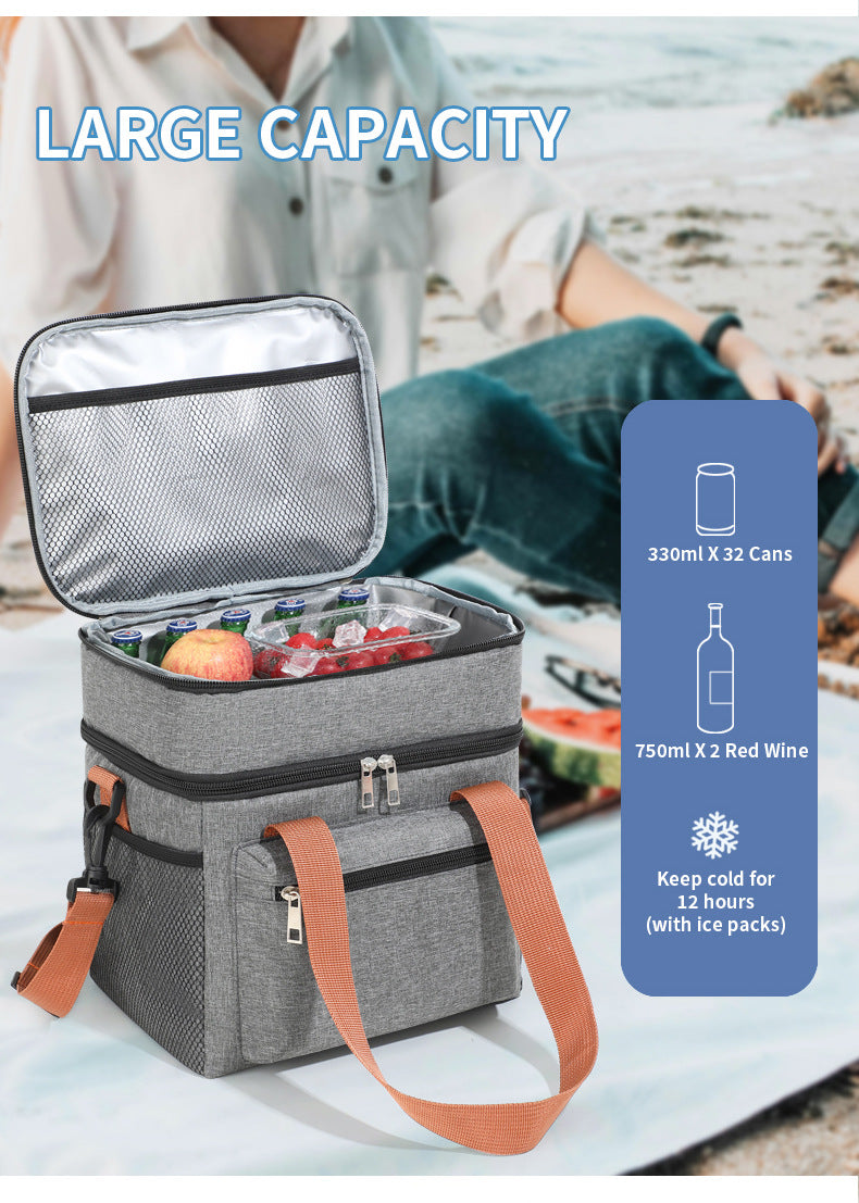 Grey Waterproof Insulated Lunch Bag - Leakproof Thermal Cooler for Food and Drinks V888-ELOSUNG12659