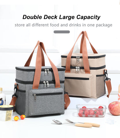 Grey Waterproof Insulated Lunch Bag - Leakproof Thermal Cooler for Food and Drinks V888-ELOSUNG12659