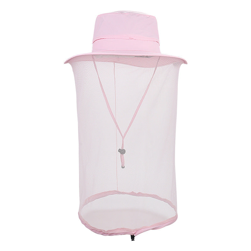 Pink Outdoor Mosquito Net Hat - Sun Protection and Insect Repellent Bucket Hat V888-ELOSUNG12670