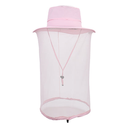 Pink Outdoor Mosquito Net Hat - Sun Protection and Insect Repellent Bucket Hat V888-ELOSUNG12670