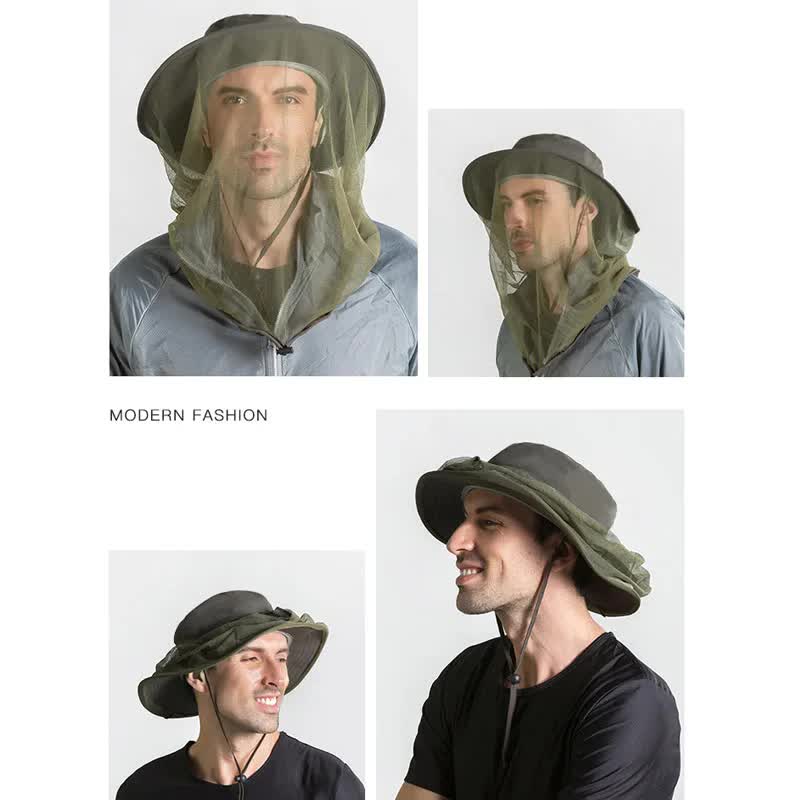 Pink Outdoor Mosquito Net Hat - Sun Protection and Insect Repellent Bucket Hat V888-ELOSUNG12670