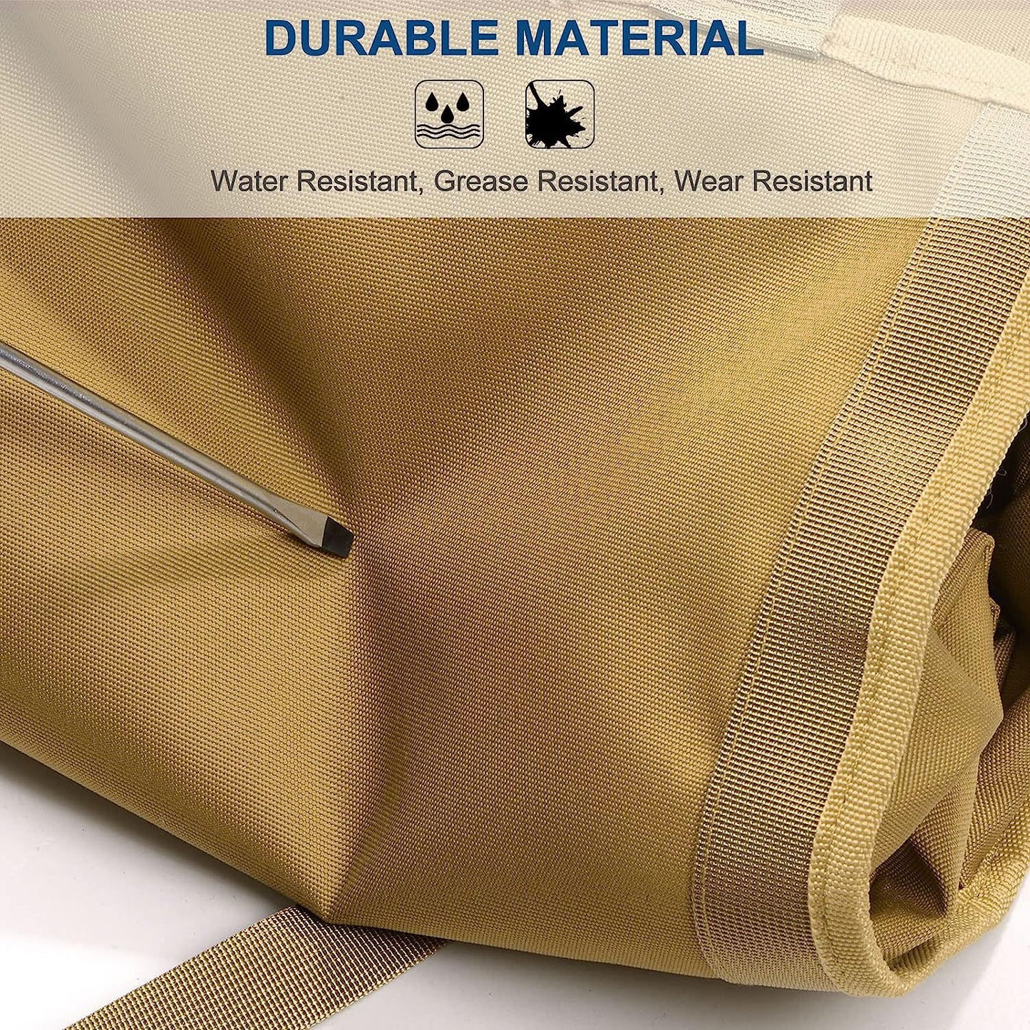 Khaki Portable Roll-Up Tool Organizer with Zippered Pockets V888-ELOSUNG12745