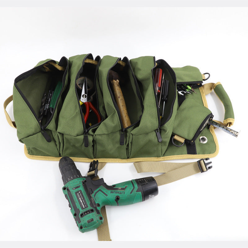 Khaki Portable Roll-Up Tool Organizer with Zippered Pockets V888-ELOSUNG12745