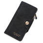 Black Women's Long Zipper Wallet with Button Closure - PU Leather Multi-Compartment Clutch Purse V888-ELOSUNG12760