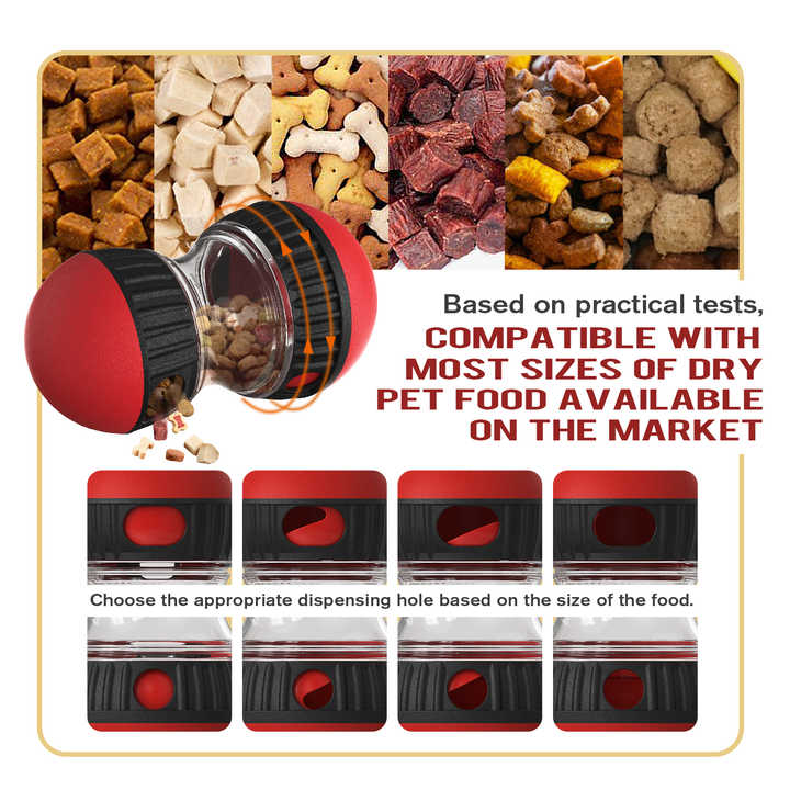 Red Interactive Dog Slow Feeder Toy - Food Dispenser Ball for Healthy Digestion V888-ELOSUNG12768