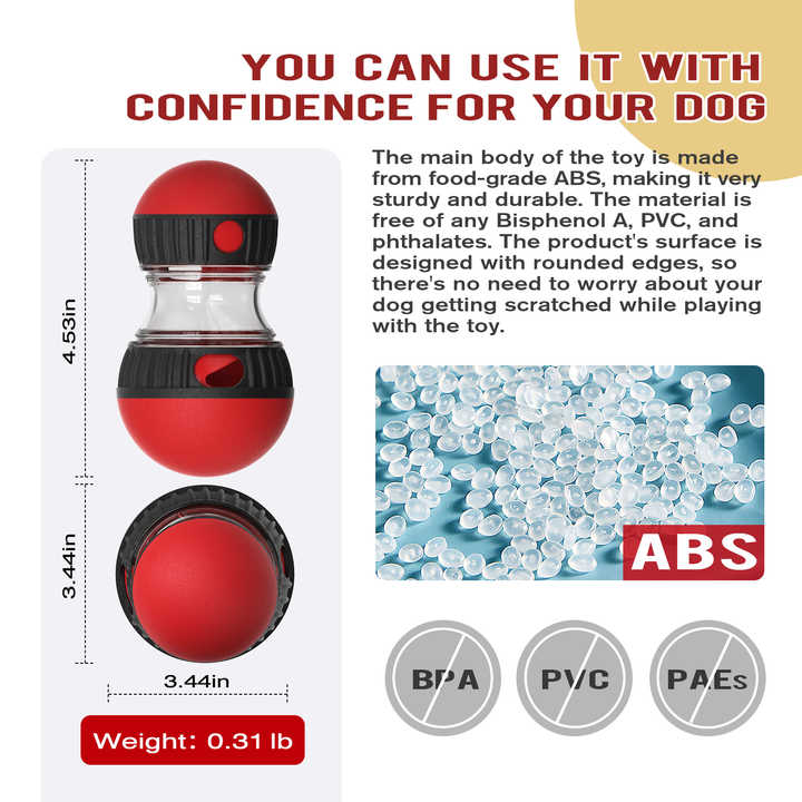 Red Interactive Dog Slow Feeder Toy - Food Dispenser Ball for Healthy Digestion V888-ELOSUNG12768
