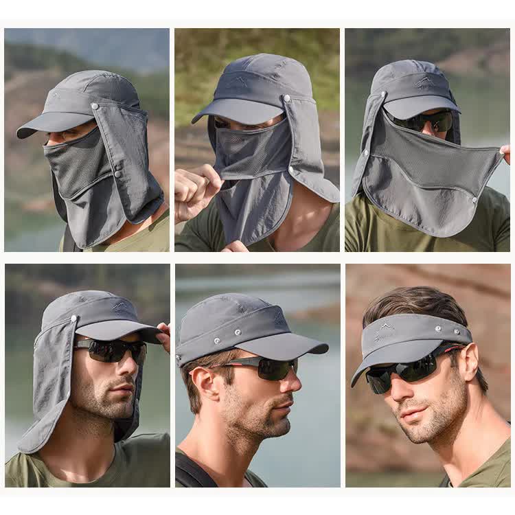 Dark Grey UV Protection 4-in-1 Outdoor Sun Hat with Removable Flaps V888-ELOSUNG12779