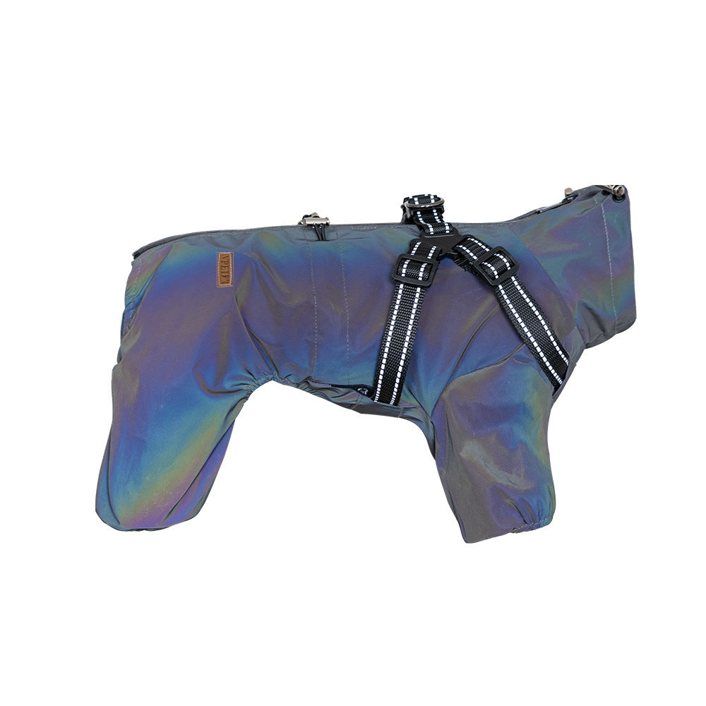 S Laser Adjustable Waterproof Reflective Dog Raincoat with Harness Design V888-ELOSUNG12801