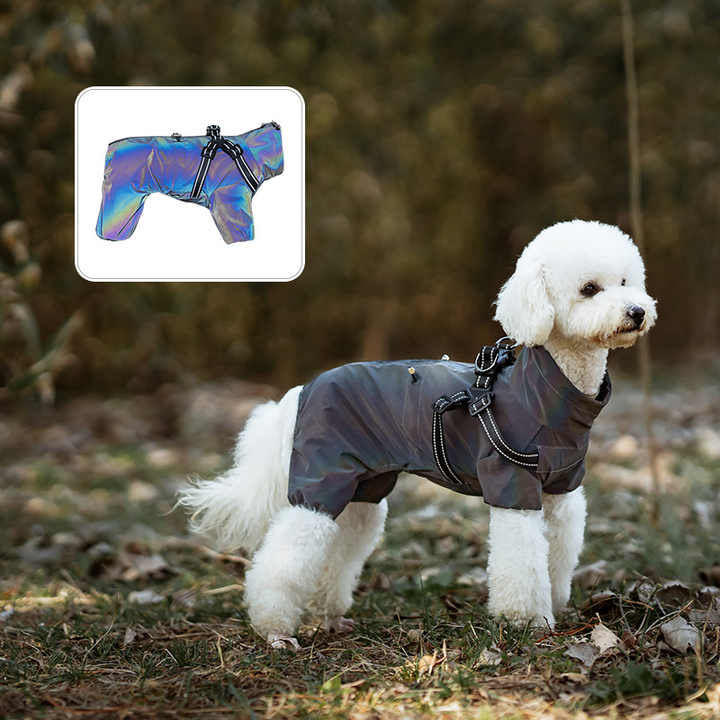 S Laser Adjustable Waterproof Reflective Dog Raincoat with Harness Design V888-ELOSUNG12801