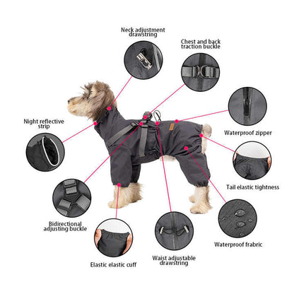 S Laser Adjustable Waterproof Reflective Dog Raincoat with Harness Design V888-ELOSUNG12801