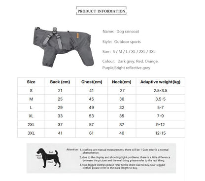 S Laser Adjustable Waterproof Reflective Dog Raincoat with Harness Design V888-ELOSUNG12801