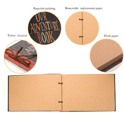 DIY Scrapbook Adventure Album - Retro Kraft Paper Photo Book with String Binding V888-ELOSUNG12811