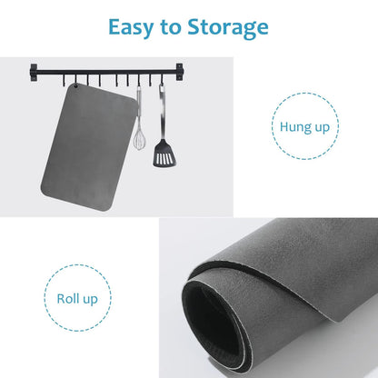 Silver Waterproof Quick-Dry Kitchen Mat - Non-Slip Rubber Base, Absorbent Technology Fabric, 4mm Thick V888-ELOSUNG12820