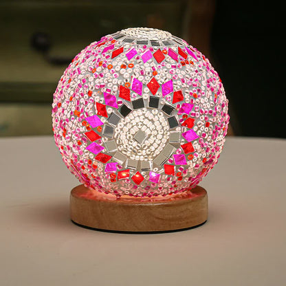 Pink Handmade Mosaic Glass Lamp - Vibrant Decorative Table Light V888-ELOSUNG12850