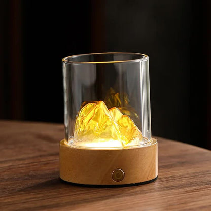 Gold LED Glass Night Light with Mountain Design, USB Rechargeable V888-ELOSUNG12857