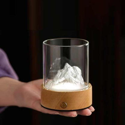 Gold LED Glass Night Light with Mountain Design, USB Rechargeable V888-ELOSUNG12857