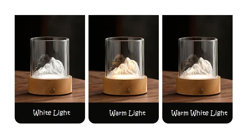 Gold LED Glass Night Light with Mountain Design, USB Rechargeable V888-ELOSUNG12857