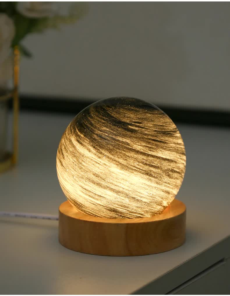 Sunset LED Planet Night Light with Wooden Base, USB Rechargeable V888-ELOSUNG12866