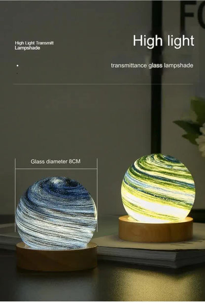 Sunset LED Planet Night Light with Wooden Base, USB Rechargeable V888-ELOSUNG12866