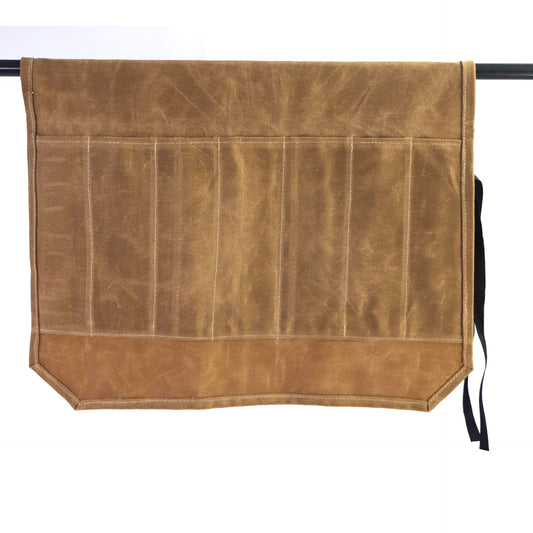 Beige Durable Waxed Canvas Knife Roll Bag - Portable Chef Tool Organizer V888-ELOSUNG12874