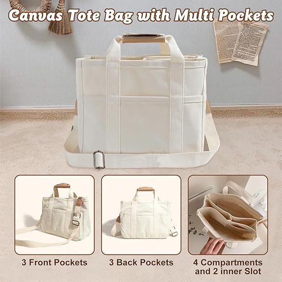 Black Stylish Canvas Briefcase Tote Bag with Large Capacity for Women V888-ELOSUNG12880