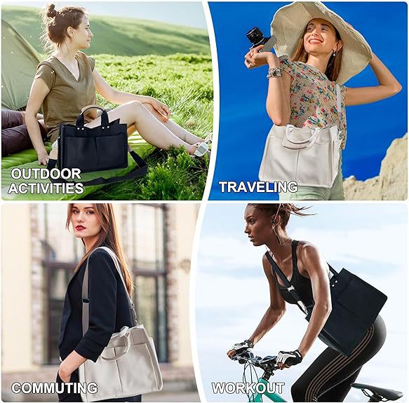 White Stylish Canvas Briefcase Tote Bag with Large Capacity for Women V888-ELOSUNG12882