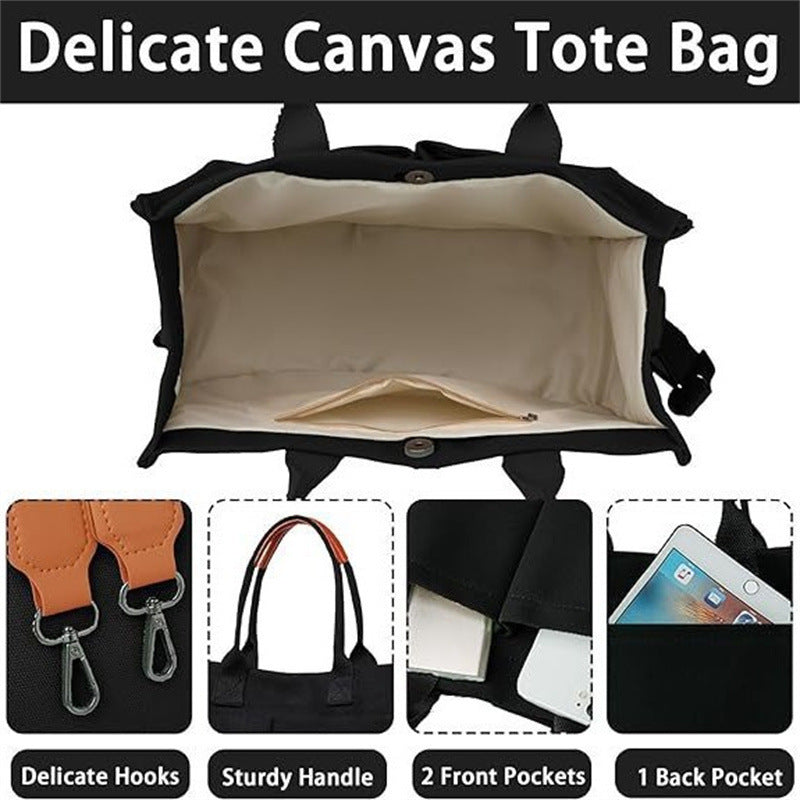 White Stylish Canvas Briefcase Tote Bag with Large Capacity for Women V888-ELOSUNG12882