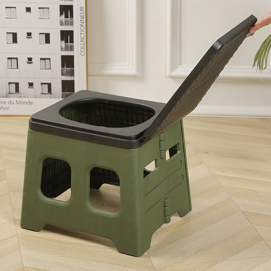 Green Portable Folding Outdoor Toilet with Lid - Heavy Duty 150kg Capacity V888-ELOSUNG12906