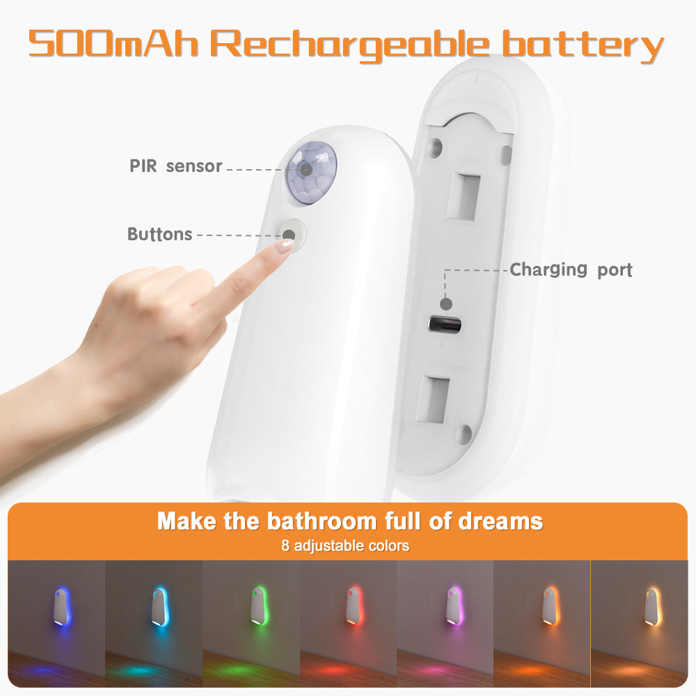 LED Motion Sensor Toilet Night Light - 8-Color Adjustable Glow with Modern Design V888-ELOSUNG12930