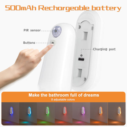 LED Motion Sensor Toilet Night Light - 8-Color Adjustable Glow with Modern Design V888-ELOSUNG12930