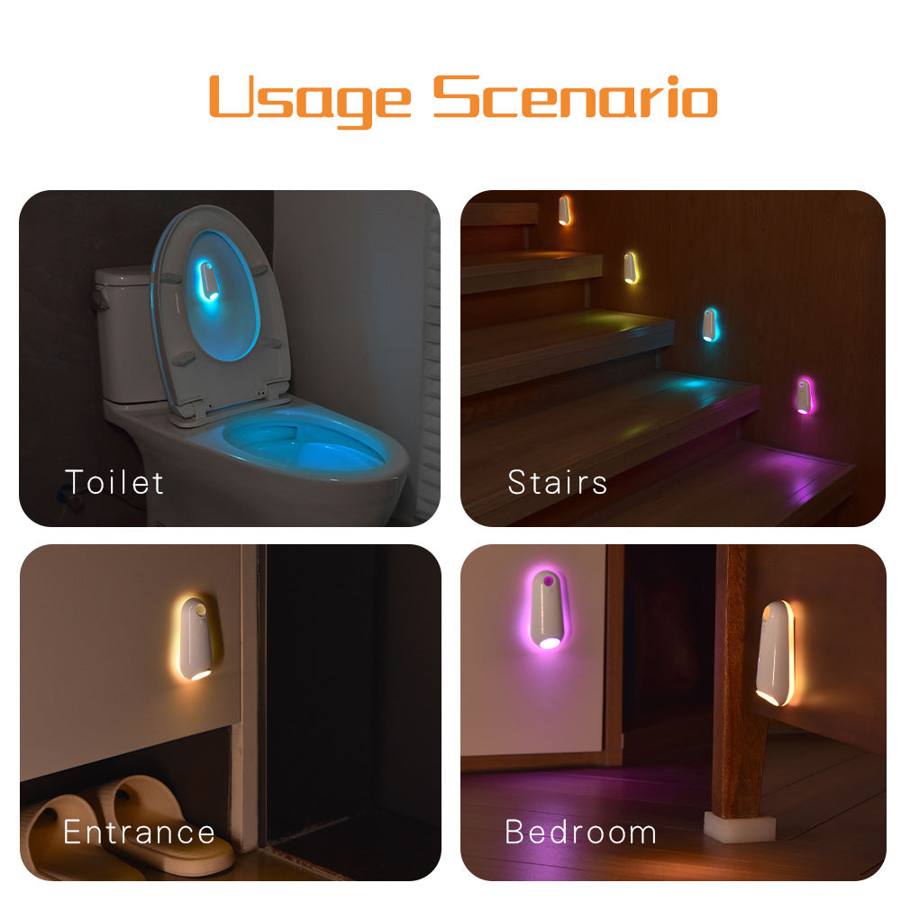 LED Motion Sensor Toilet Night Light - 8-Color Adjustable Glow with Modern Design V888-ELOSUNG12930
