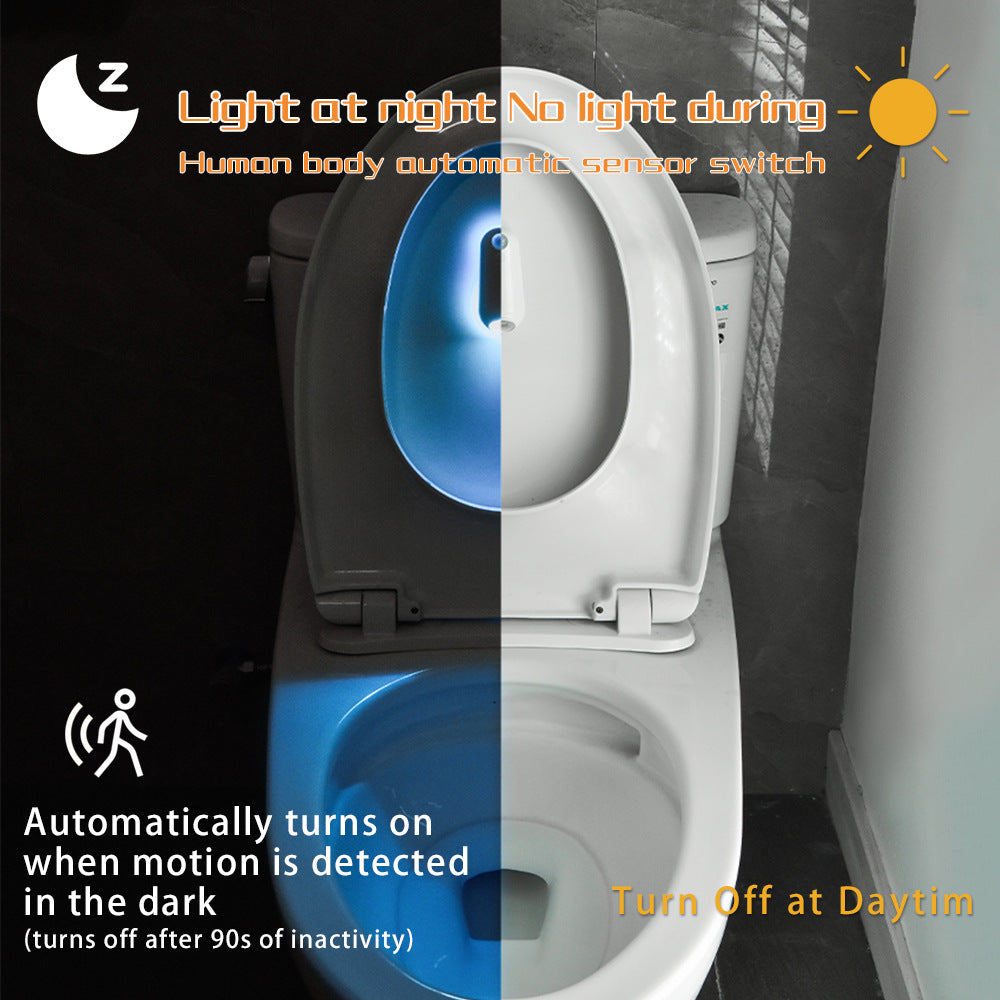 LED Motion Sensor Toilet Night Light - 8-Color Adjustable Glow with Modern Design V888-ELOSUNG12930