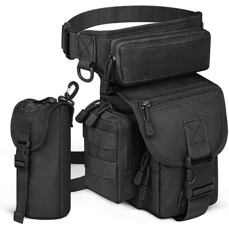 Black Outdoor Tactical Military Leg Bag - Durable Multi-Pocket Utility Waist Pack V888-ELOSUNG12934
