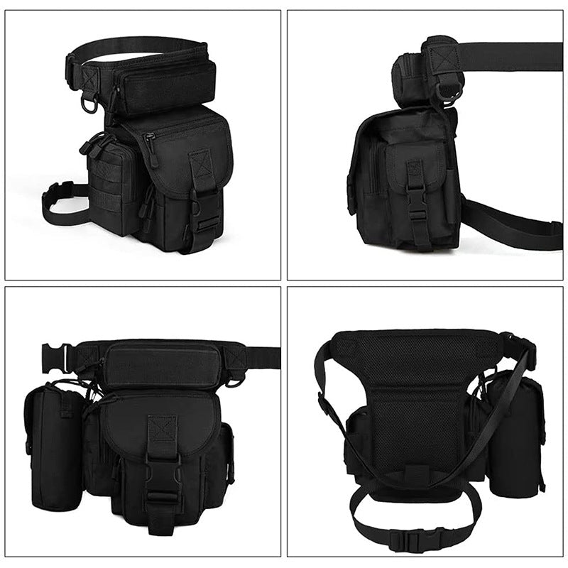 Black Outdoor Tactical Military Leg Bag - Durable Multi-Pocket Utility Waist Pack V888-ELOSUNG12934