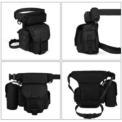 Black Outdoor Tactical Military Leg Bag - Durable Multi-Pocket Utility Waist Pack V888-ELOSUNG12934