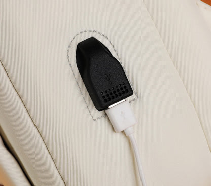 Beige Minimalist USB Charging Laptop Backpack - Elegant and Spacious Travel Bag V888-ELOSUNG12956