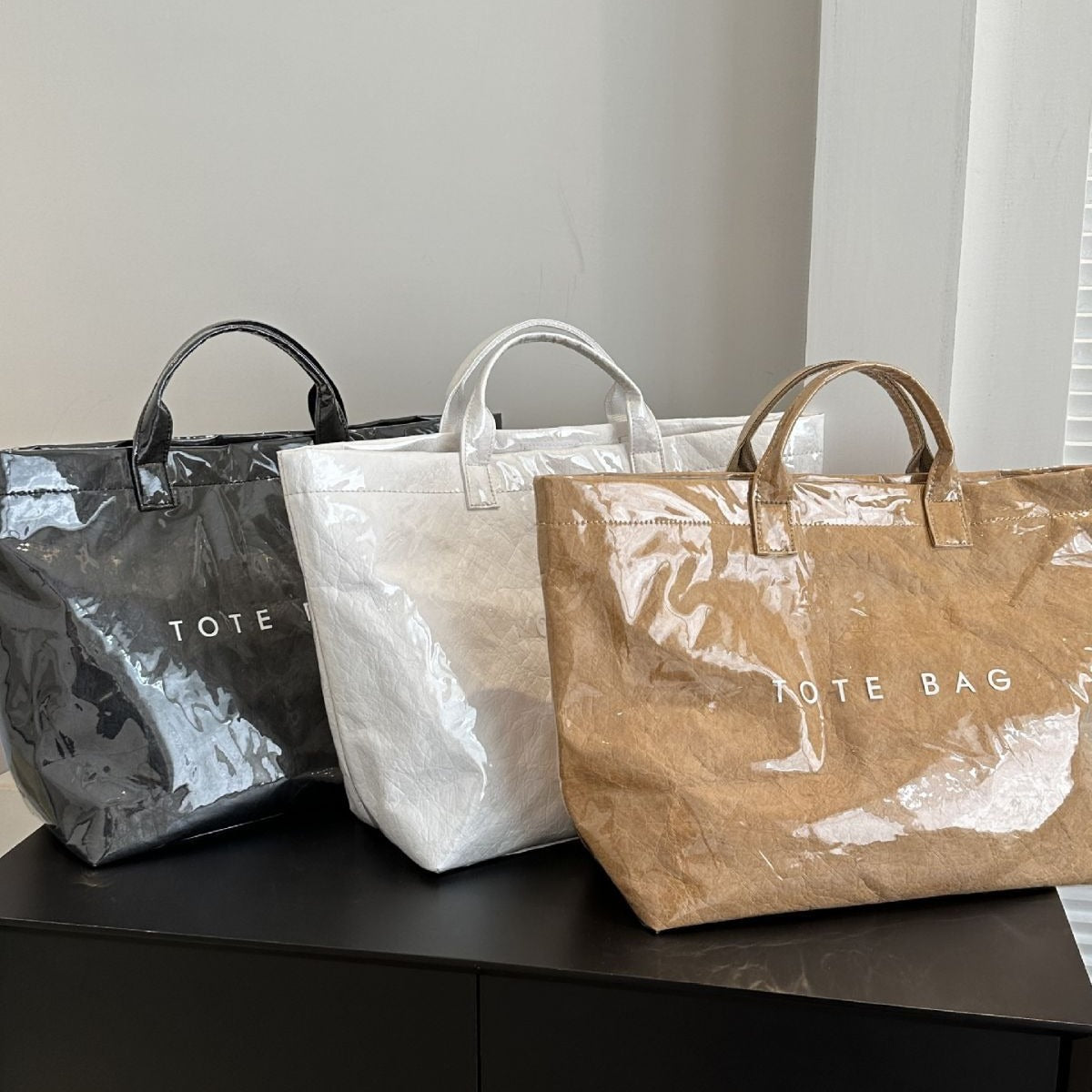 Khaki Trendy Waterproof Tote Bag - Lightweight and Durable Carryall V888-ELOSUNG12963