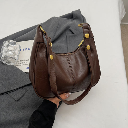 Brown Vintage Faux Leather Hobo Shoulder Bag - Classic and Versatile Handbag V888-ELOSUNG12966
