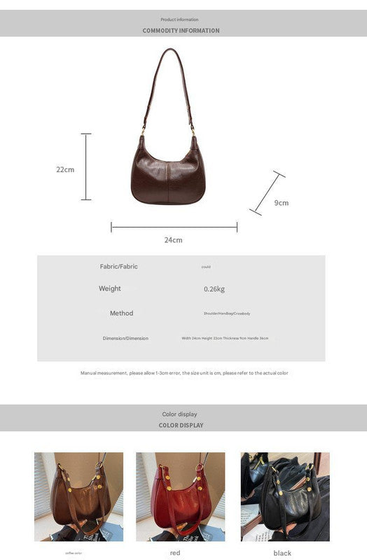 Brown Vintage Faux Leather Hobo Shoulder Bag - Classic and Versatile Handbag V888-ELOSUNG12966
