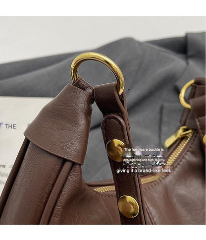 Brown Vintage Faux Leather Hobo Shoulder Bag - Classic and Versatile Handbag V888-ELOSUNG12966