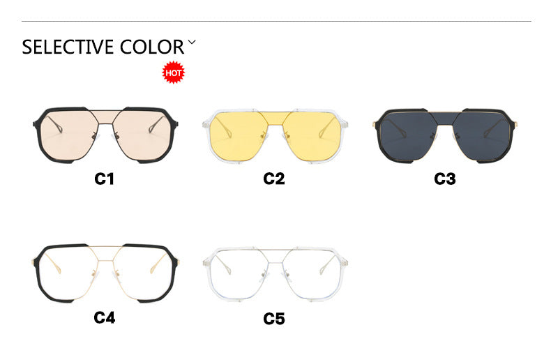 Black Frame Champagne Unisex Oversized Aviator Metal Frame Sunglasses - Retro Fashion Eyewear with AC Lenses V888-ELOSUNG12991