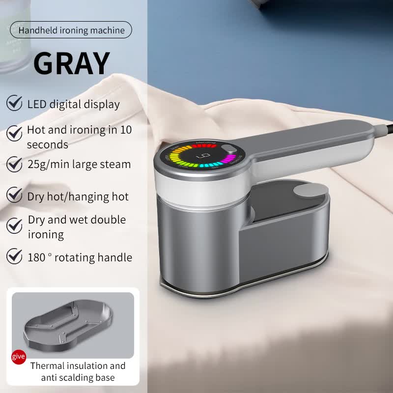 Grey Portable Handheld Garment Steamer | Mini Steam Iron for Home & Dorm Use | Compact Clothes Steaming Iron V888-ELOSUNG13014