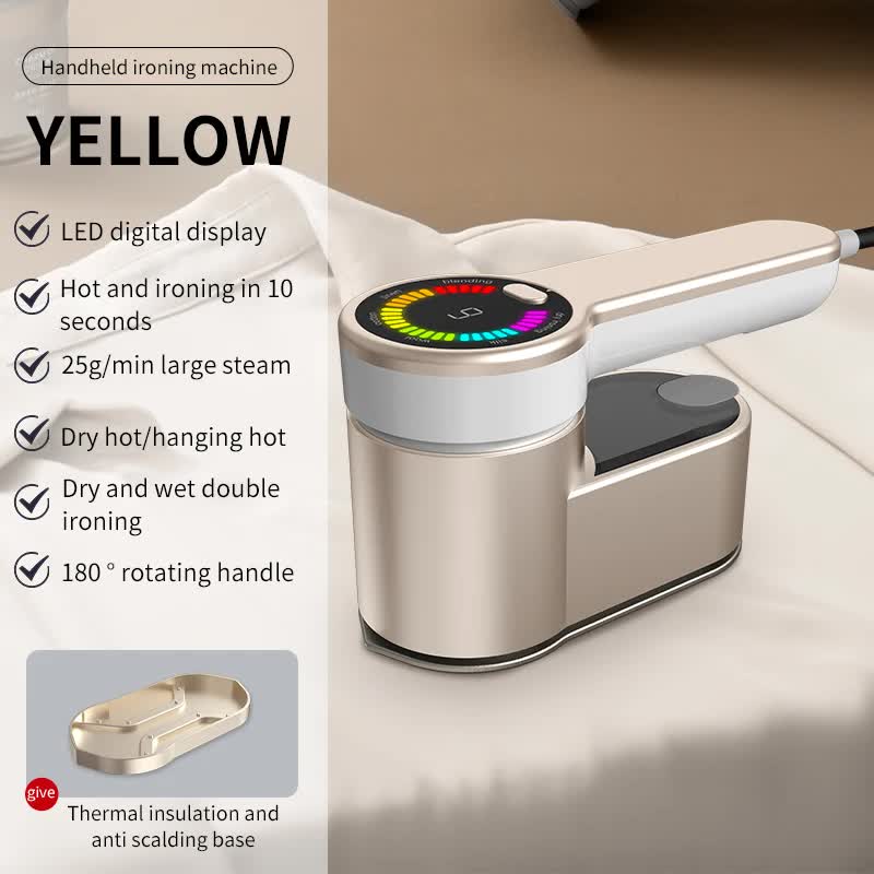 Yellow Portable Handheld Garment Steamer | Mini Steam Iron for Home & Dorm Use | Compact Clothes Steaming Iron V888-ELOSUNG13015
