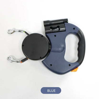 Blue Dual Retractable Dog Leash | 2-in-1 Automatic Pet Leash for Walking Two Dogs Simultaneously V888-ELOSUNG13024
