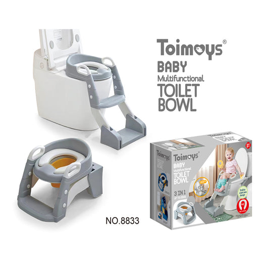 Grey Children's Toilet Trainer Seat - Foldable Potty Ladder with Color Box, Easy-to-Use Toilet Seat for Kids V888-ELOSUNG13112