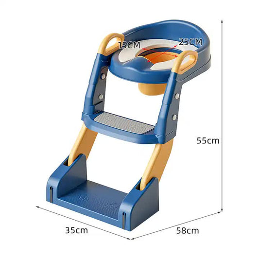Grey Children's Toilet Trainer Seat - Foldable Potty Ladder with Color Box, Easy-to-Use Toilet Seat for Kids V888-ELOSUNG13112